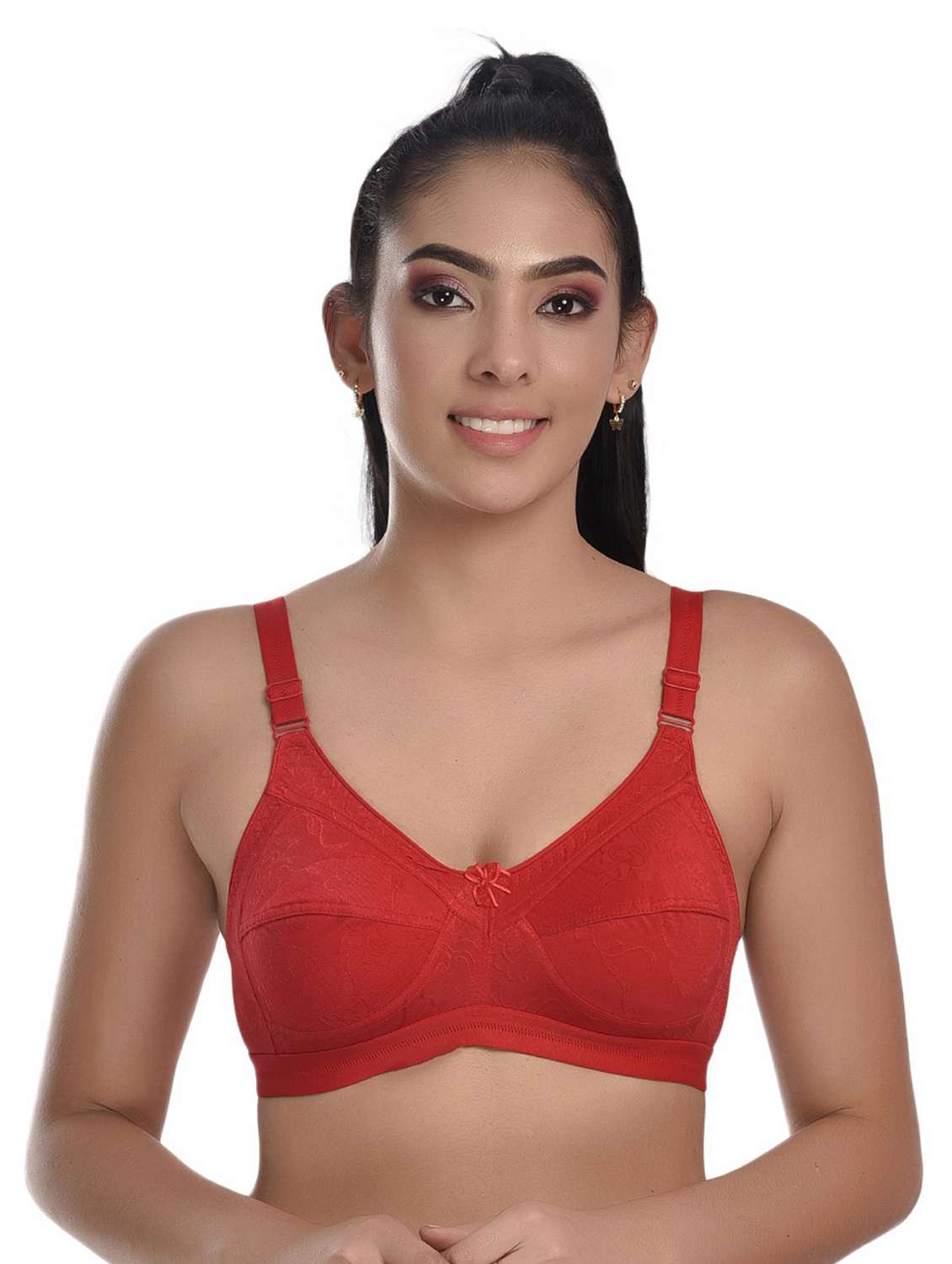 red cotton blend t-shirt bra