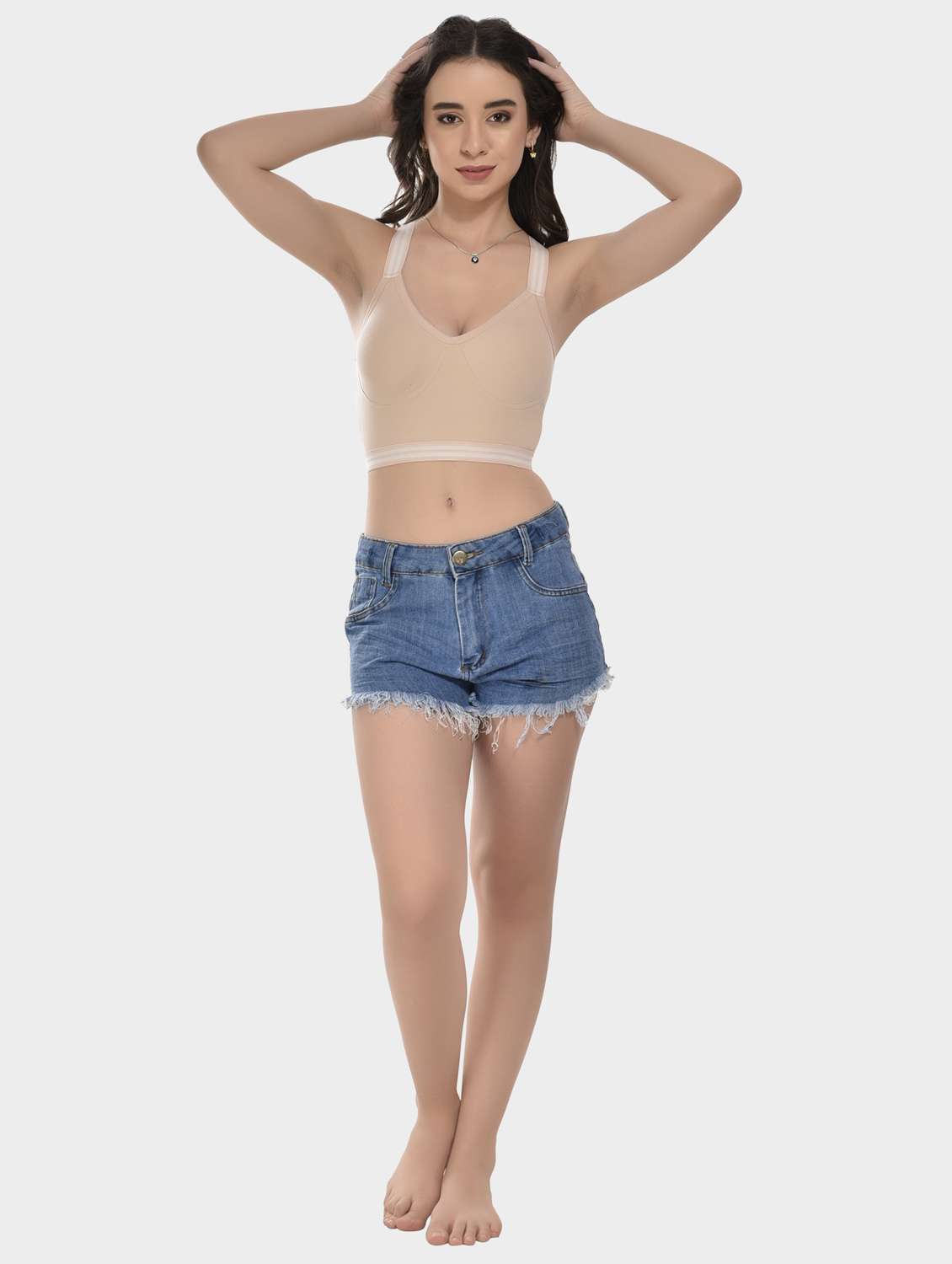 beige cotton sports bra - 20611311 -  Standard Image - 3