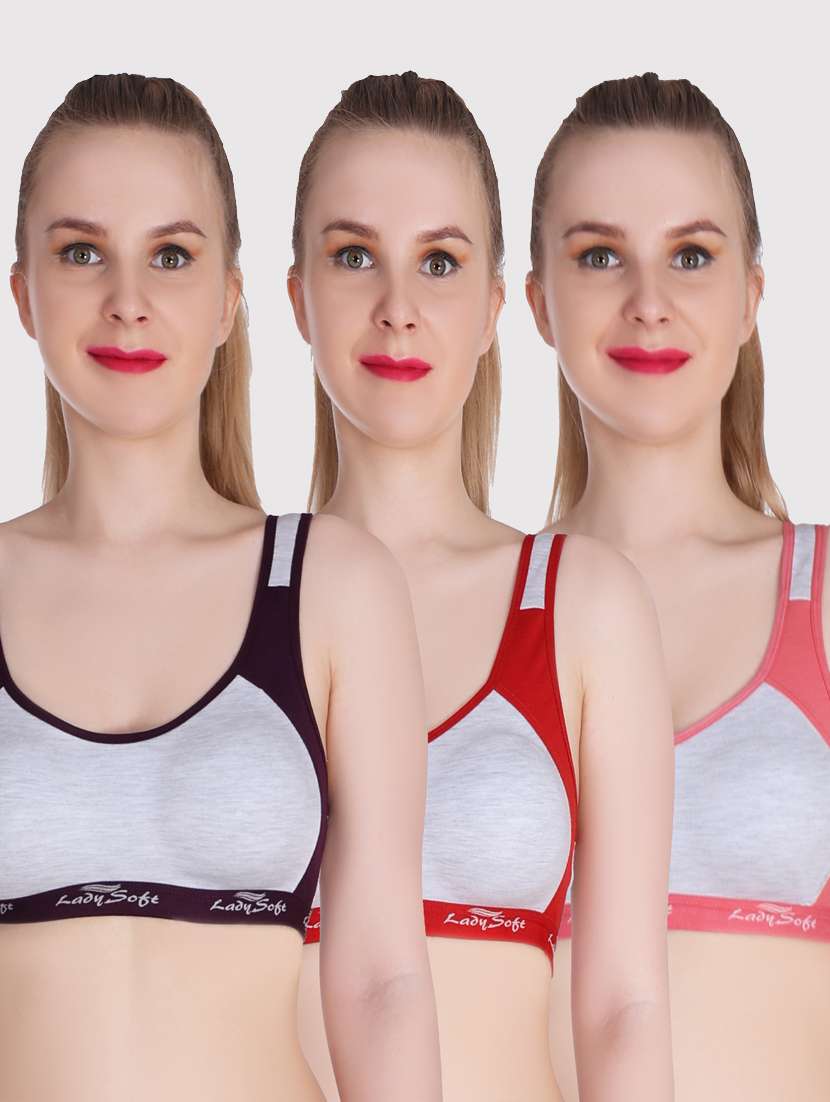 pack of 3 color block sports bra