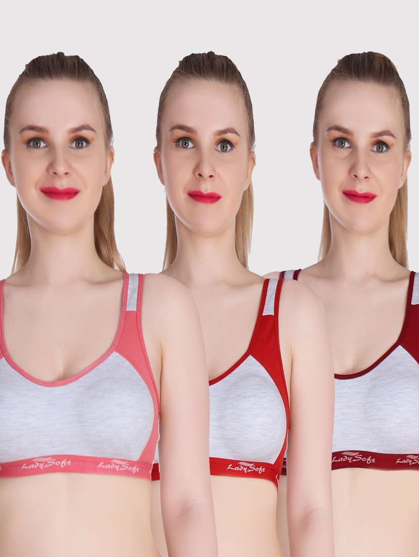 pack of 3 color block sports bra