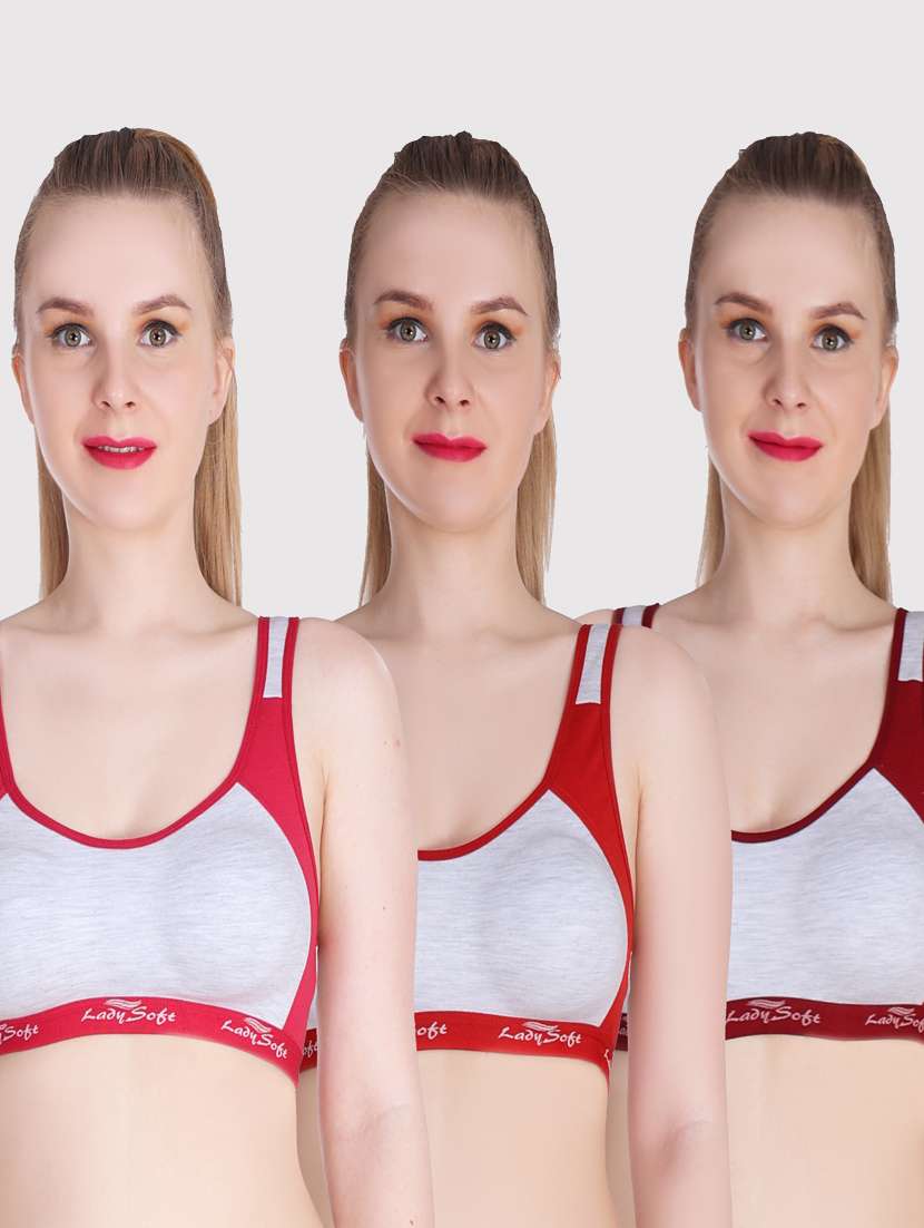 pack of 3 color block sports bra