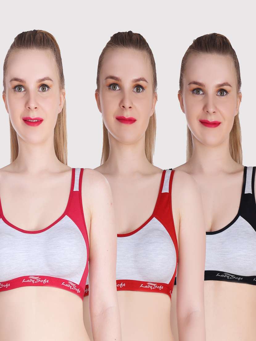 pack of 3 color block sports bra