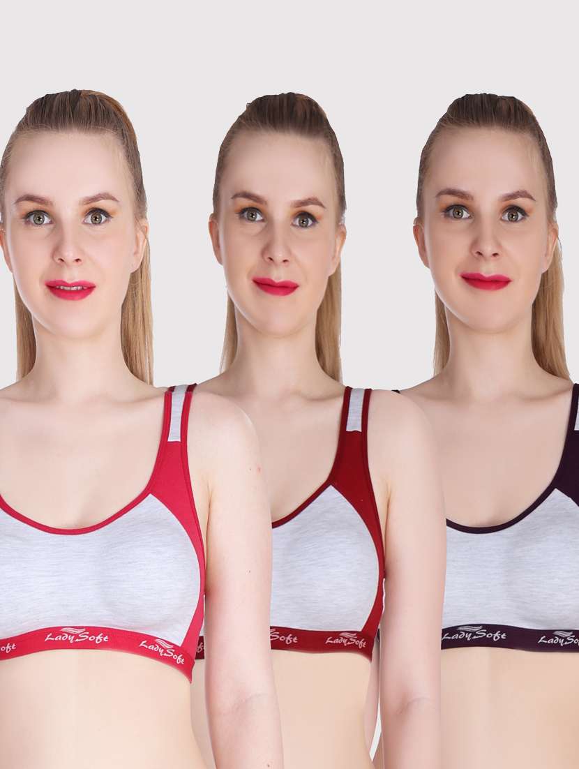 pack of 3 color block sports bra