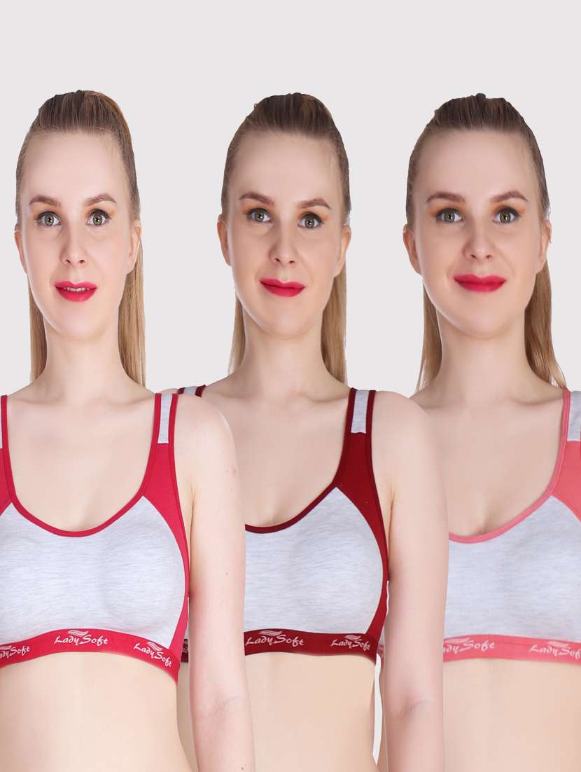 pack of 3 color block sports bra