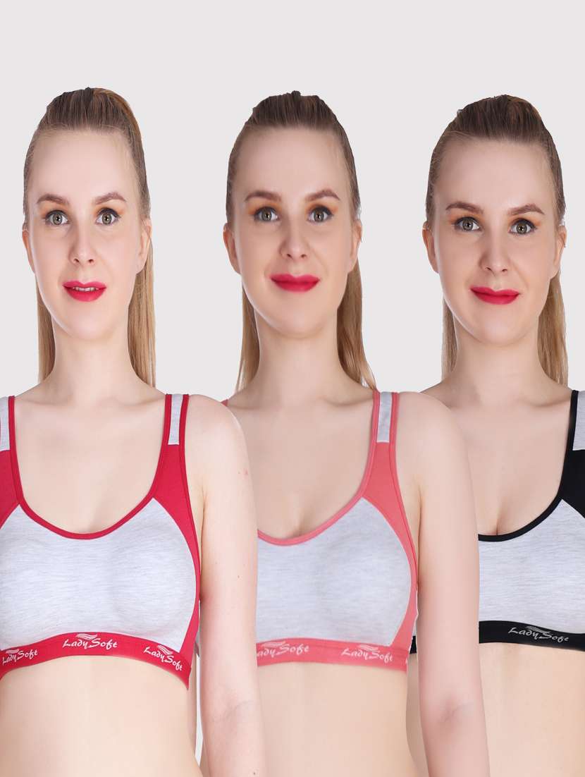 pack of 3 color block sports bra