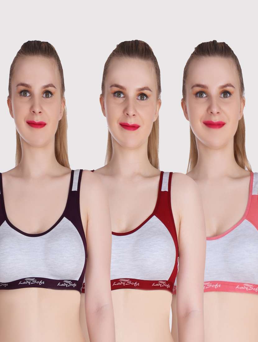 pack of 3 color block sports bra