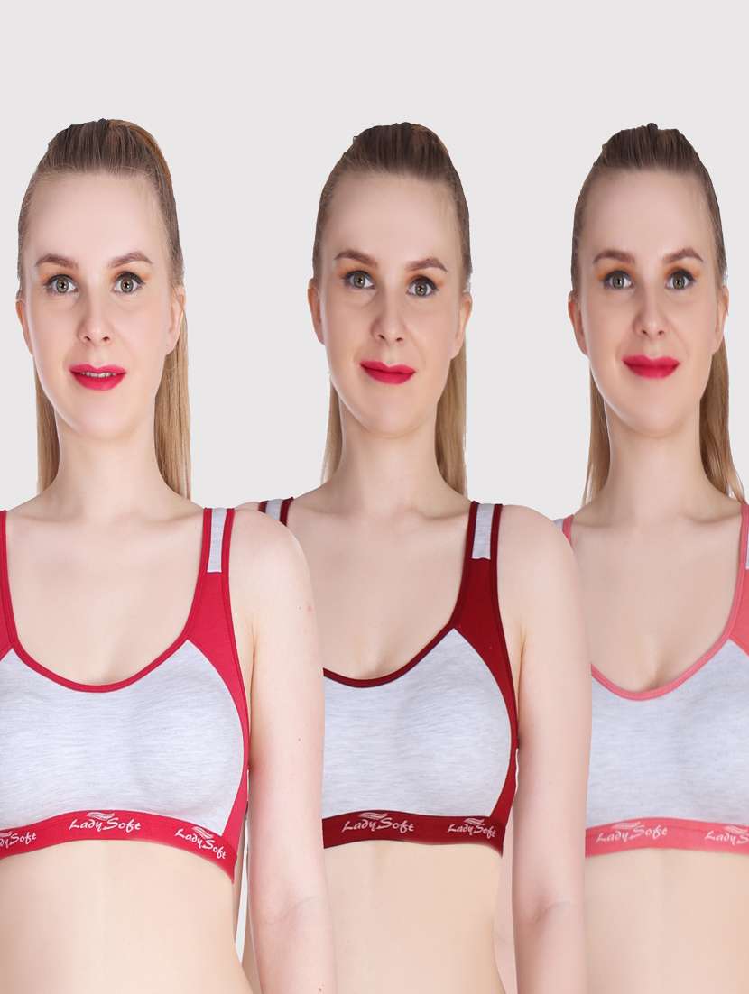 pack of 3 color block sports bra