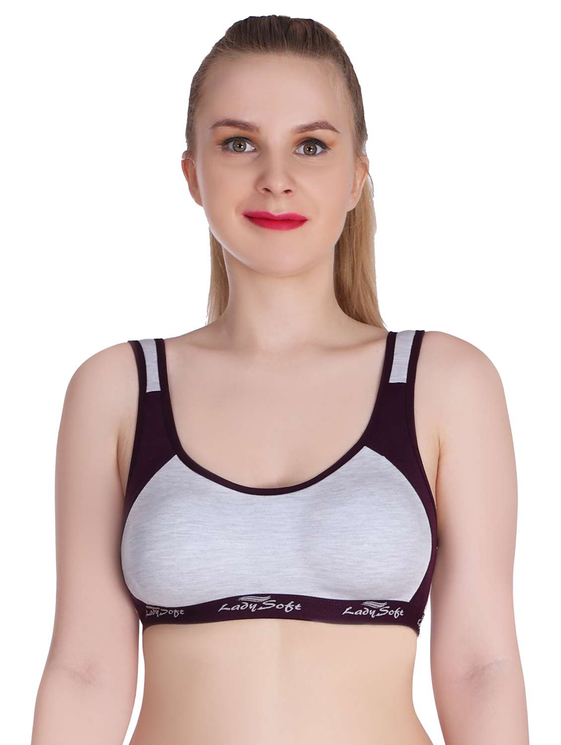 color block cotton blend sporta bra