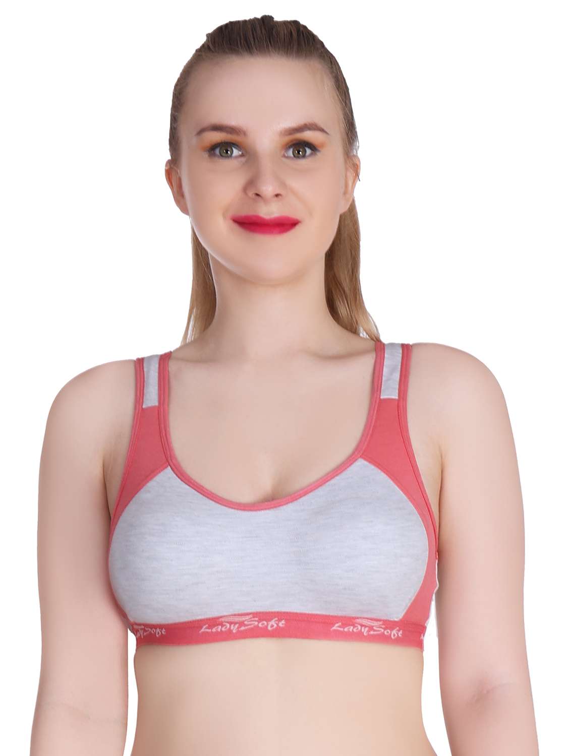color block cotton blend sporta bra