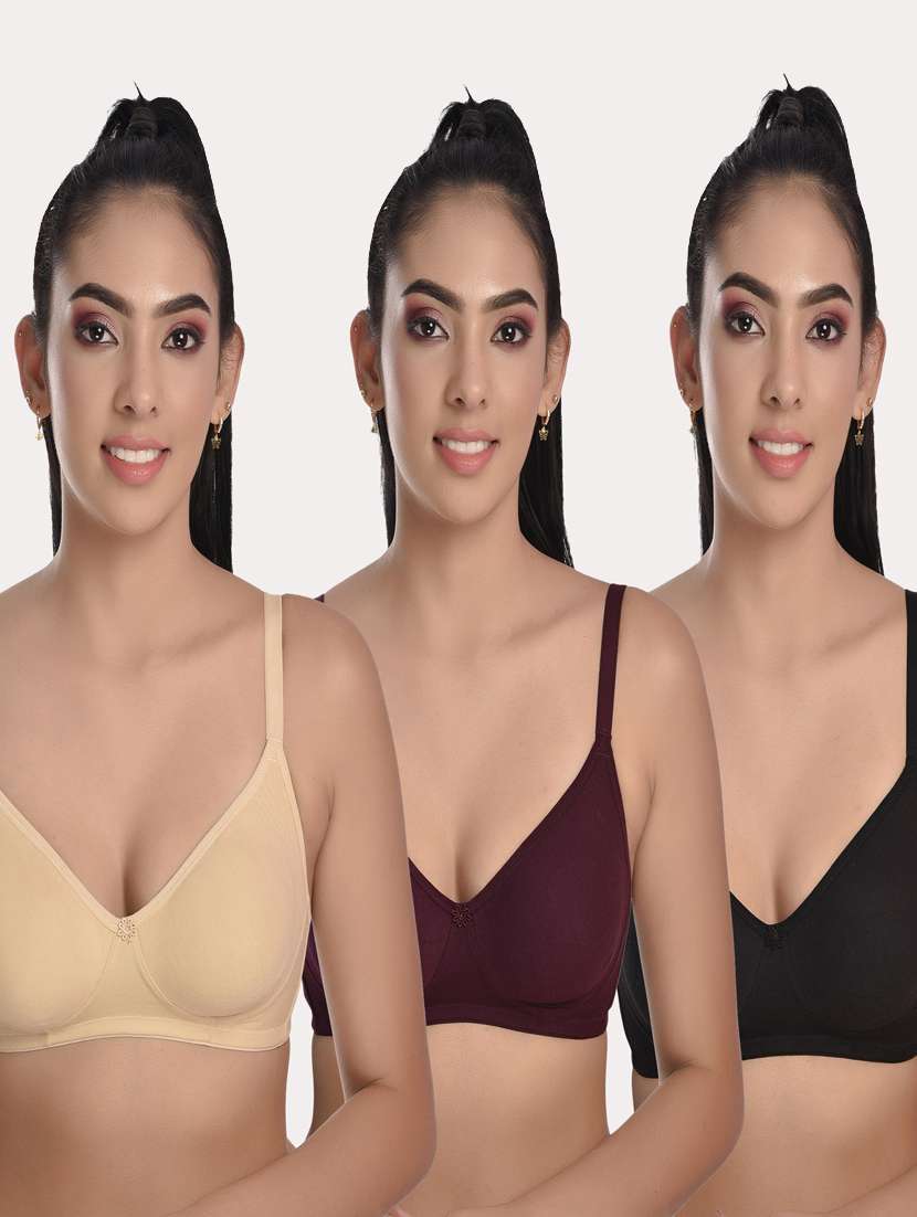 pack of 3 solid bras 