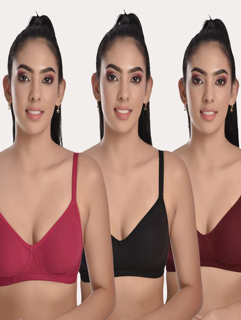 pack of 3 solid bras 