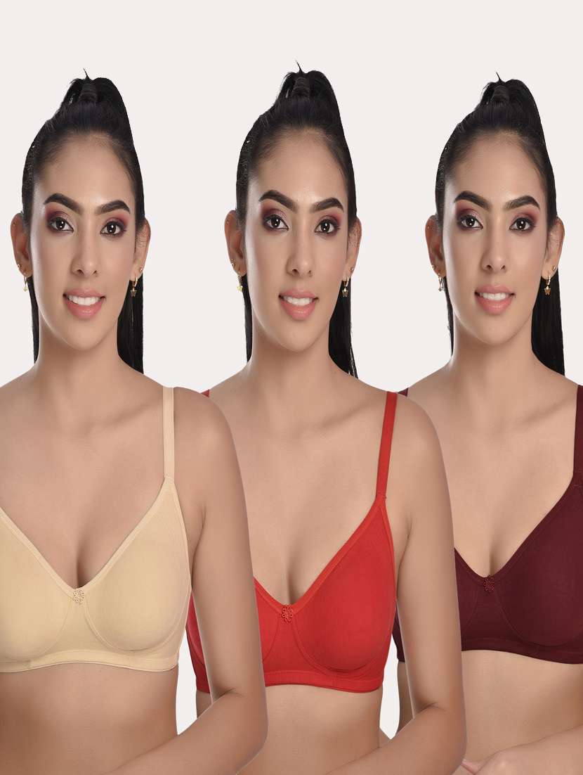pack of 3 solid bras 