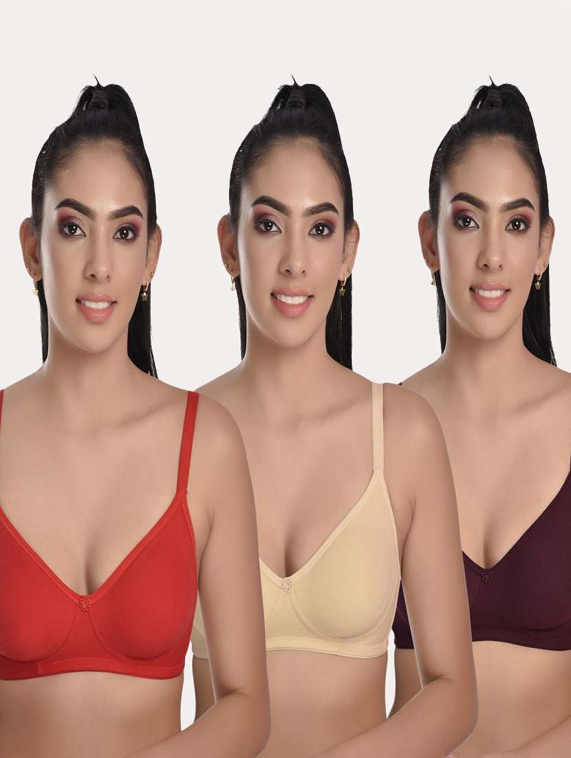 pack of 3 solid bras 