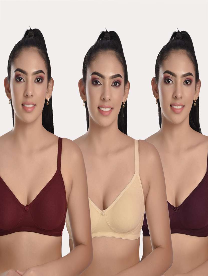 pack of 3 solid bras 