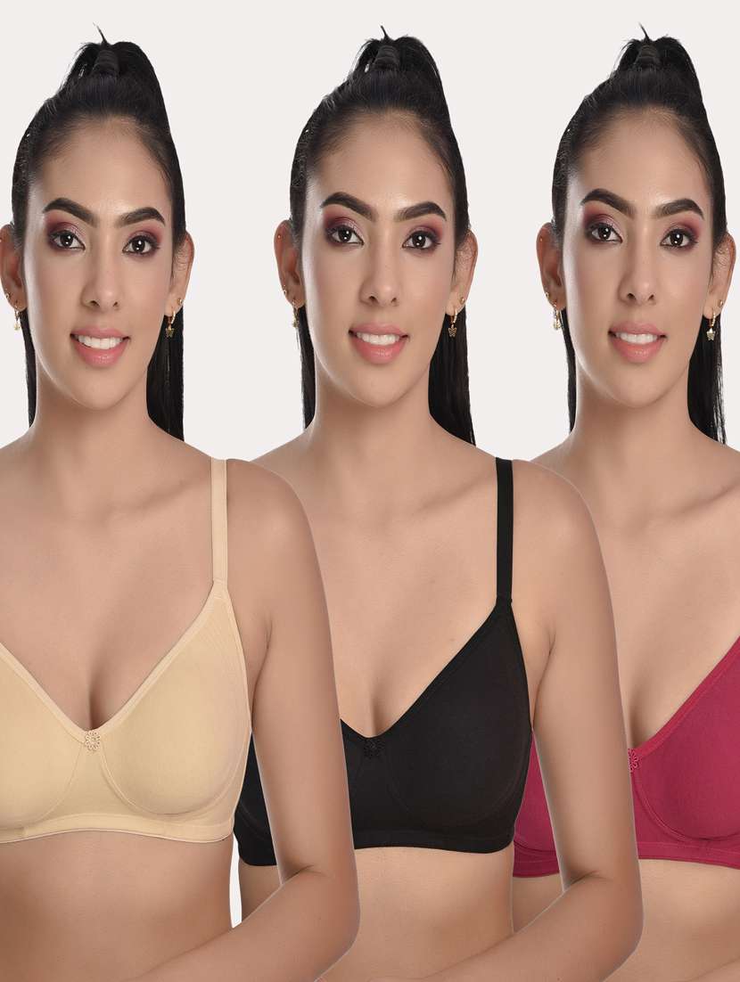 pack of 3 solid bras 