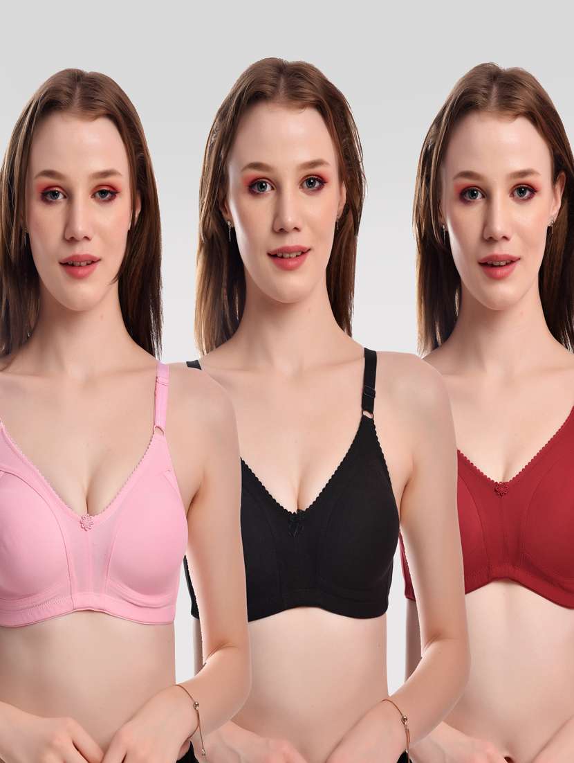pack of 3 solid bras 
