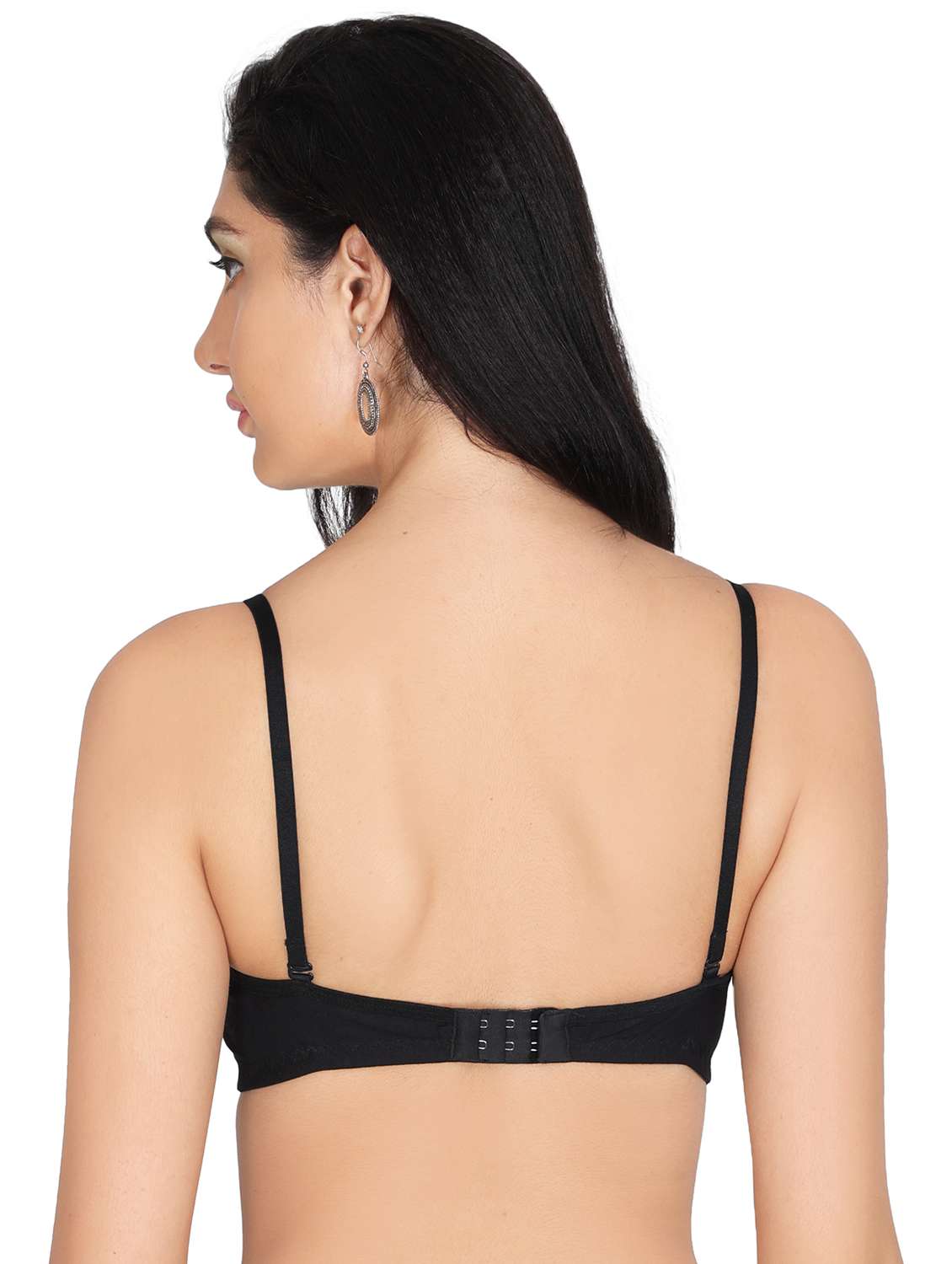 black cotton blend regular bra - 20611674 -  Standard Image - 3