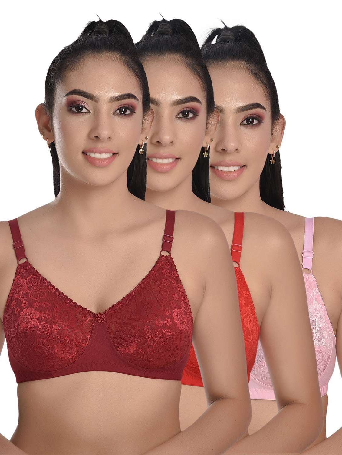 pack of 3 solid bras 