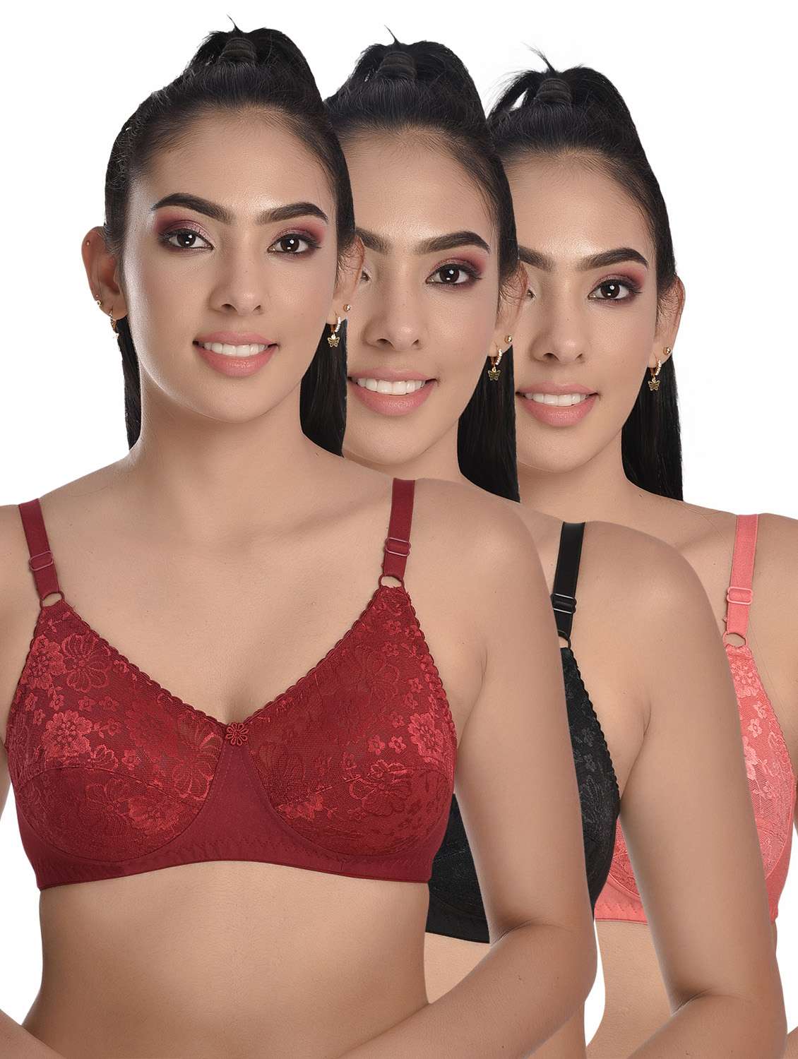 pack of 3 solid bras 