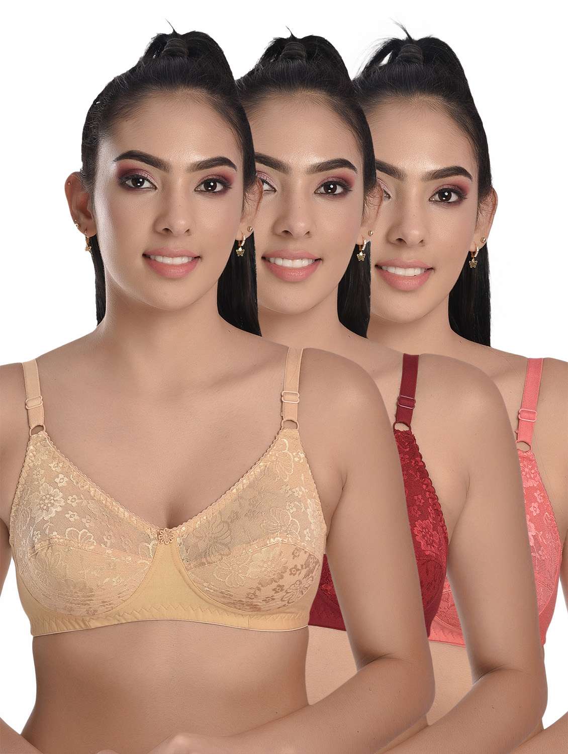 pack of 3 solid bras 