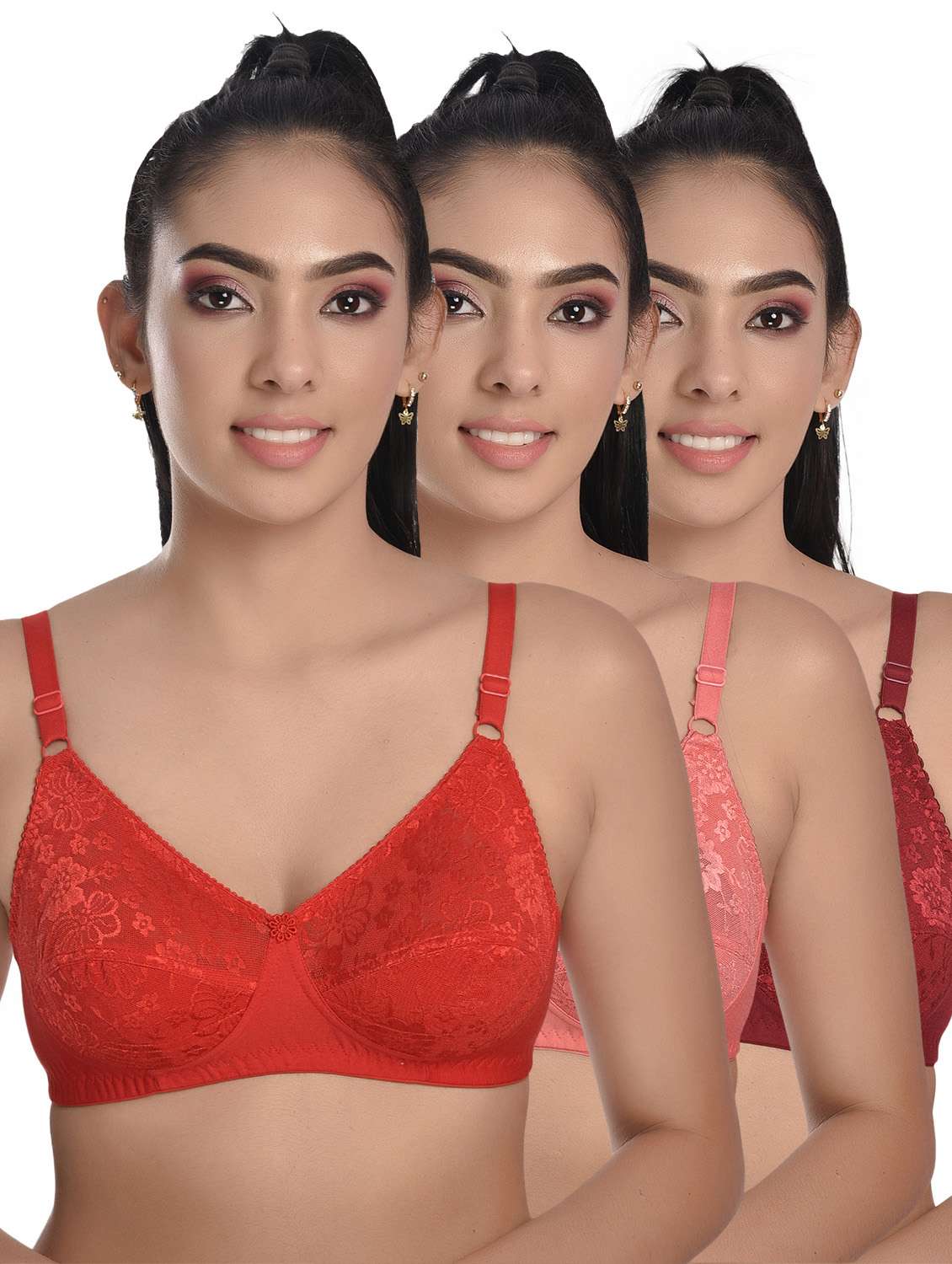 pack of 3 solid bras 
