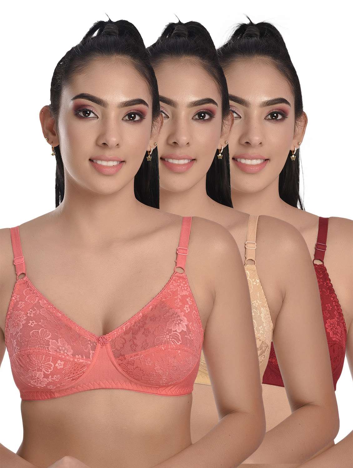 pack of 3 solid bras 
