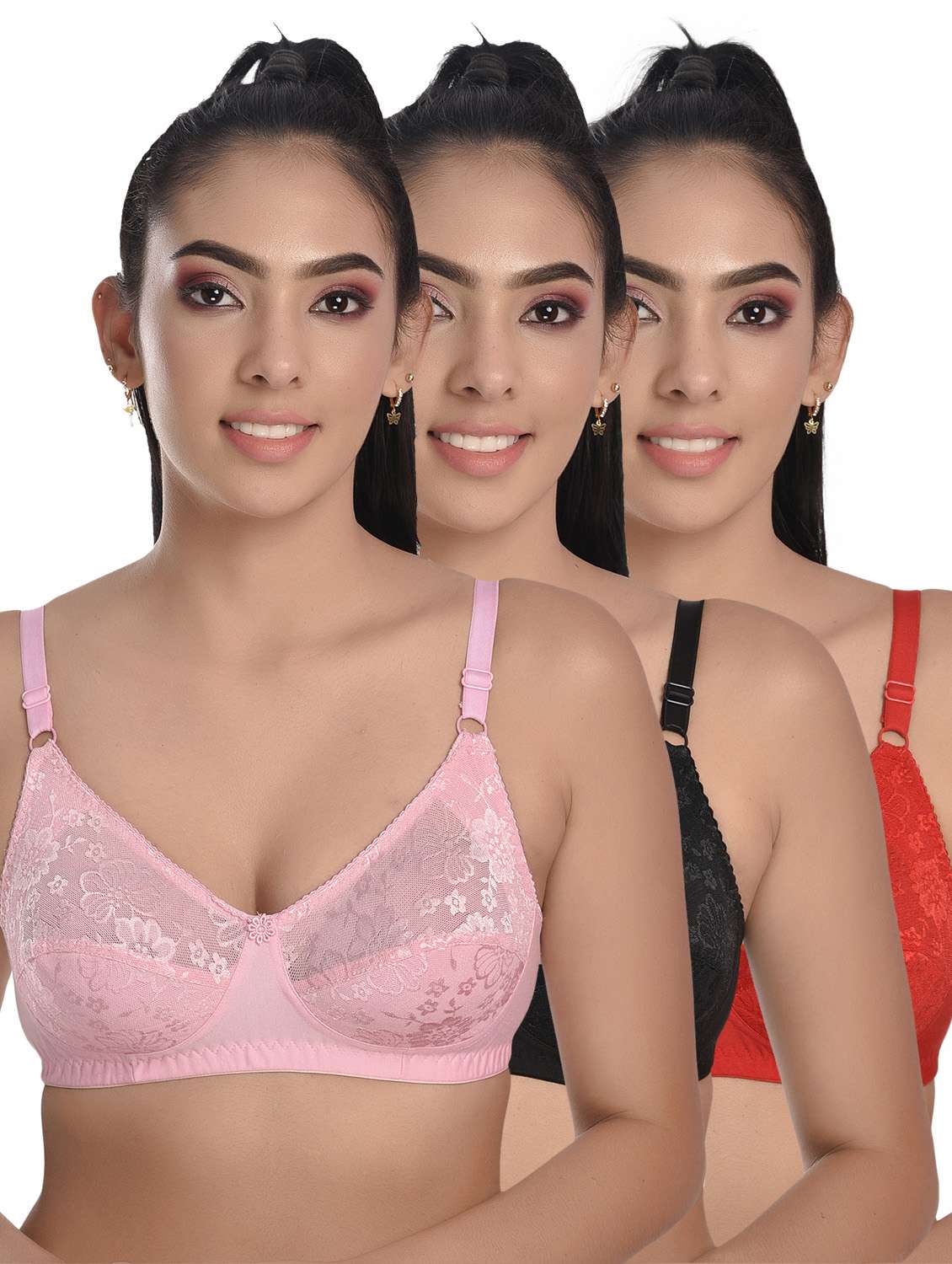 pack of 3 solid bras 