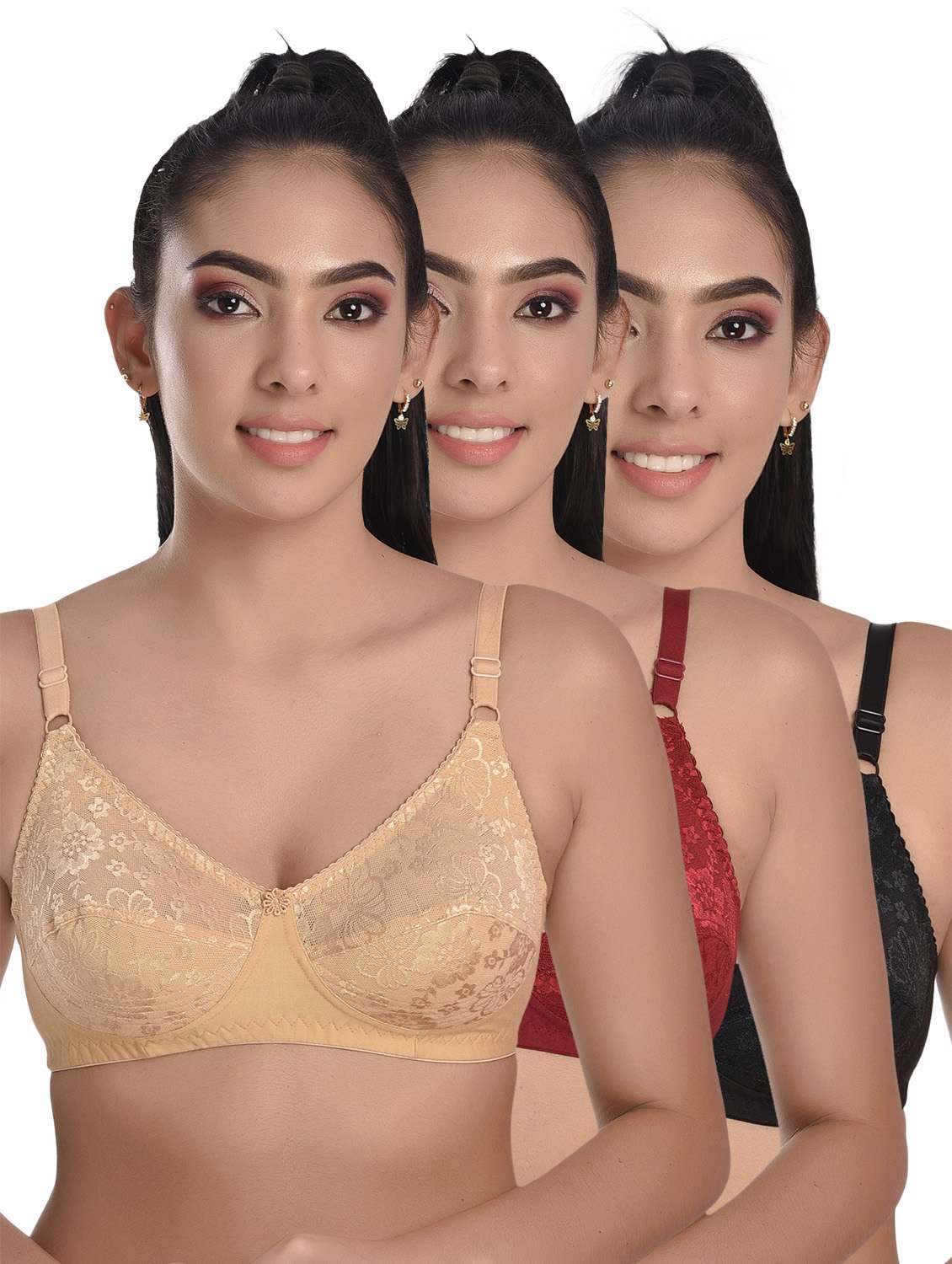 pack of 3 solid bras 