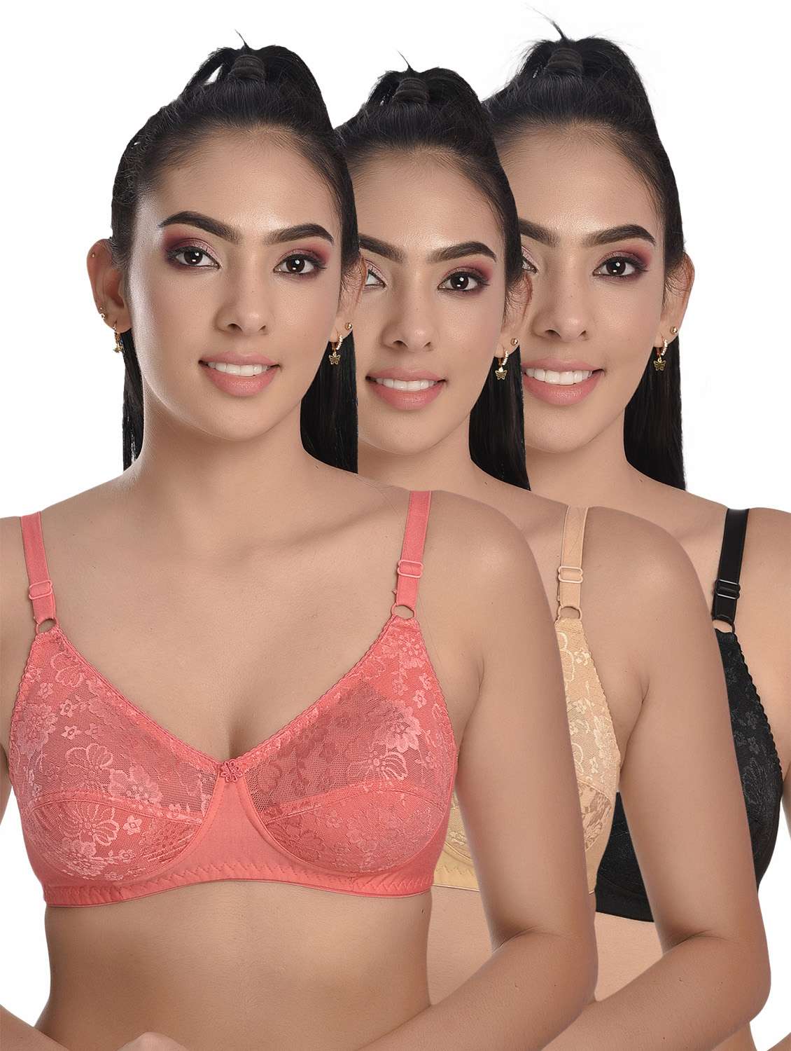 pack of 3 solid bras 