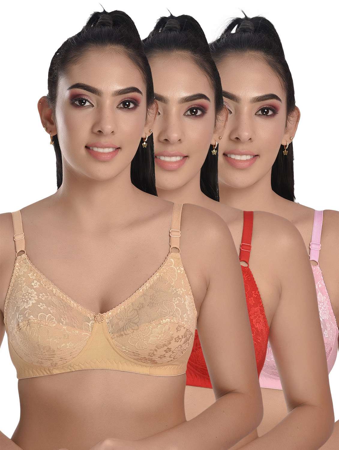 pack of 3 solid bras 