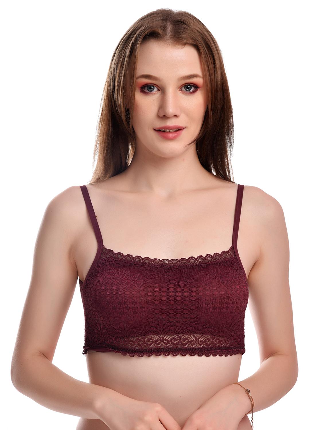 maroon lace beginners bra - 20611782 - Zoom Image - 0