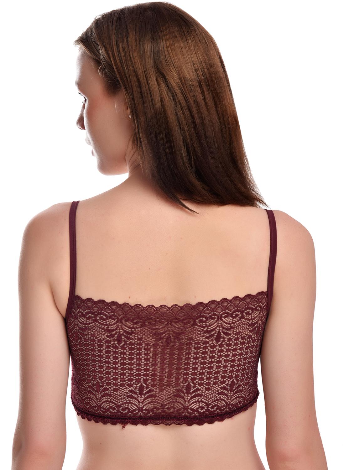 maroon lace beginners bra - 20611782 - Standard Image - 3
