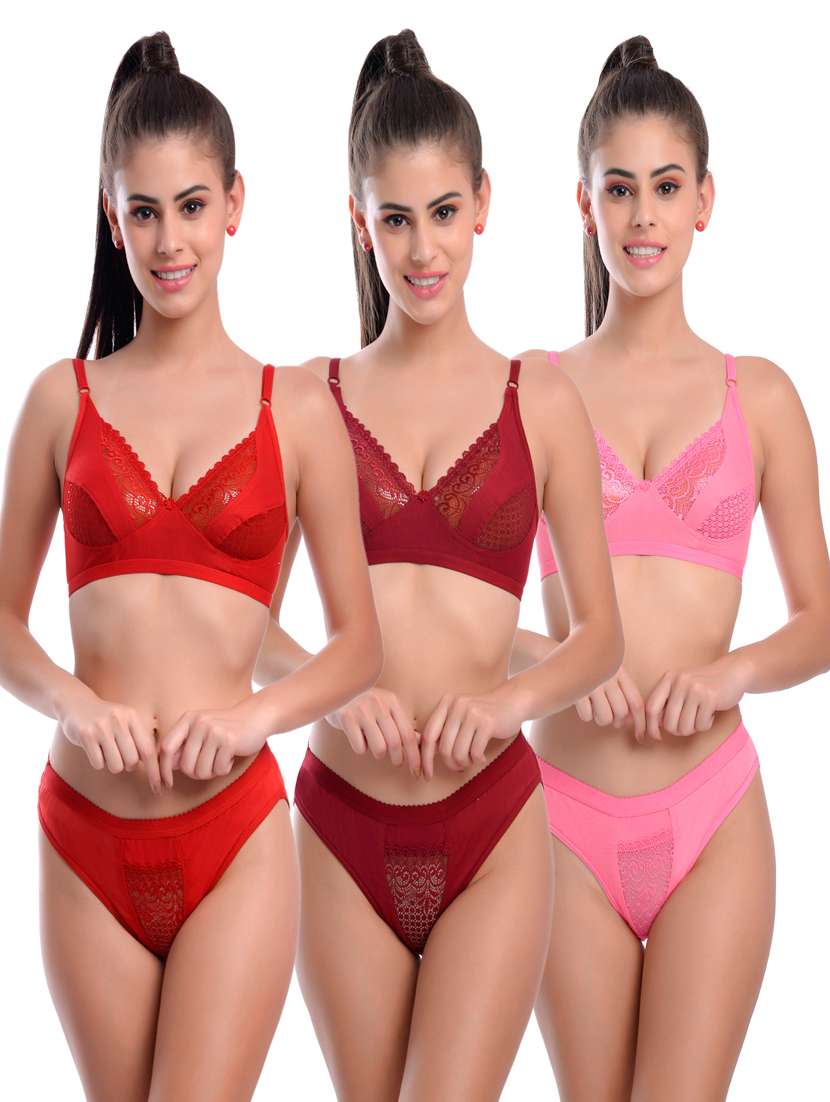 pack of 3 bras and panty set