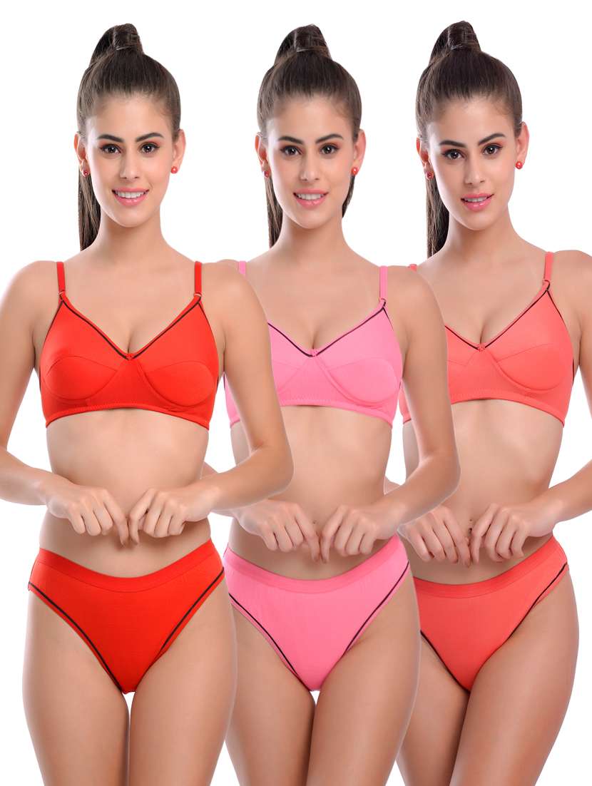 pack of 3 bras and panty set