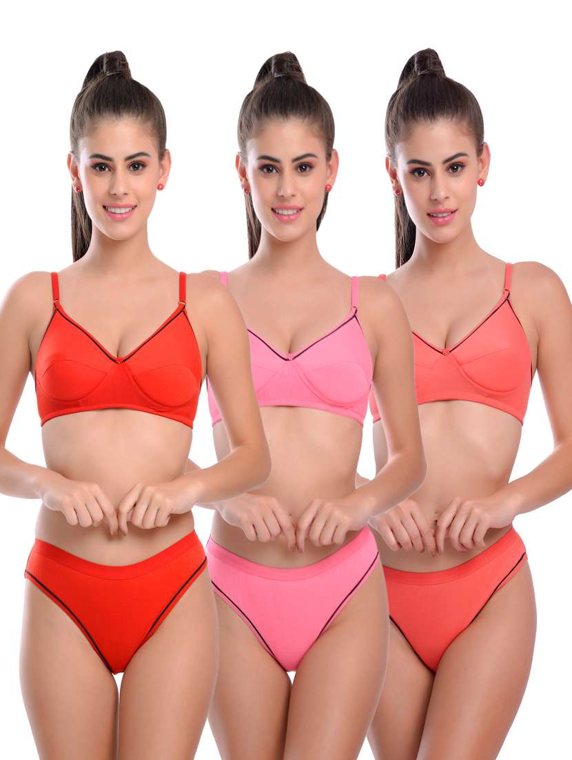 set of 3 bras and panty set