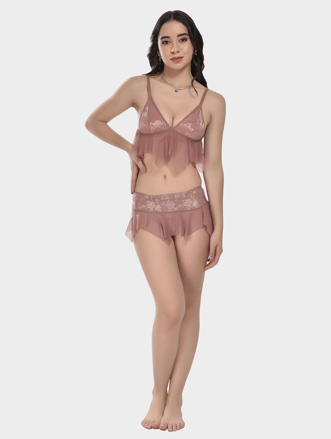 women self designed bralette and thongs set - 20611971 -  Standard Image - 3