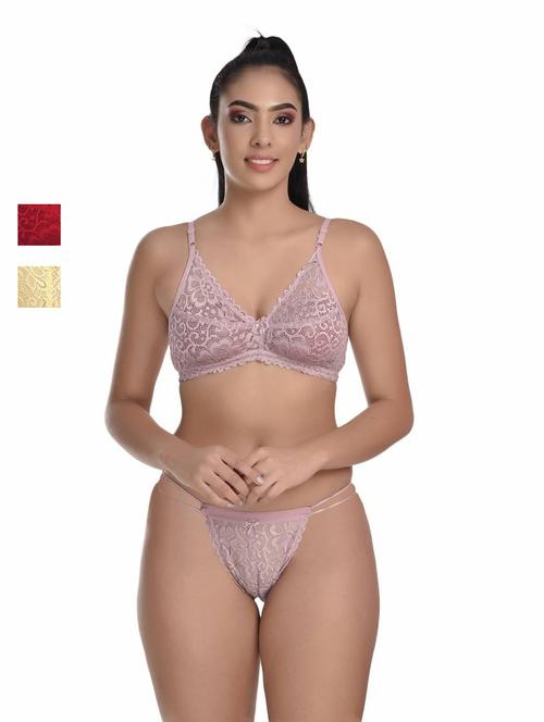 pack of 3 net bra and panty set - 20612003 - Standard Image - 0