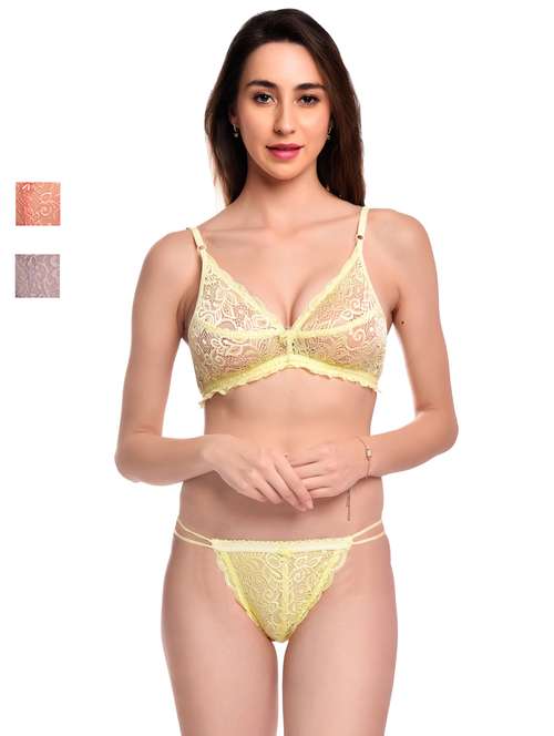 pack of 3 net bra and panty set - 20612004 -  Standard Image - 0