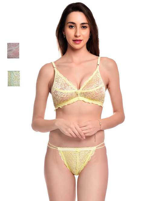 pack of 3 net bra and panty set - 20612006 - Standard Image - 0