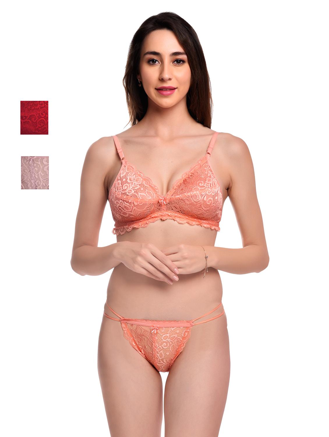 pack of 3 net bra and panty set - 20612009 -  Zoom Image - 0