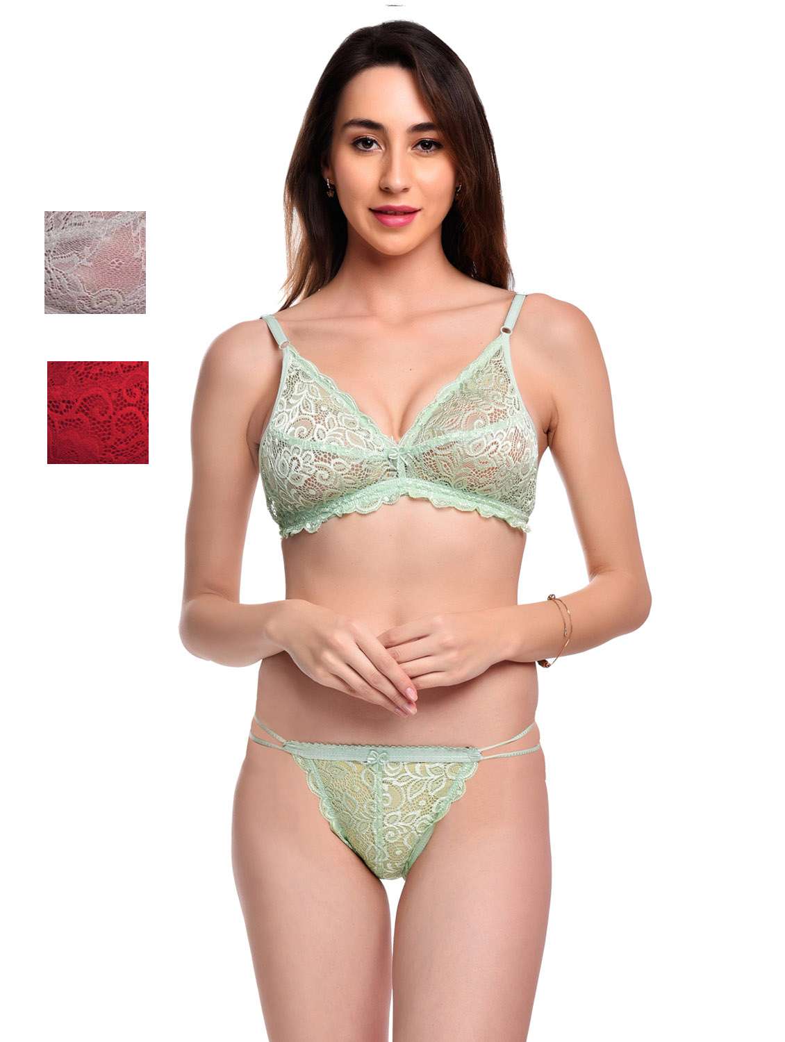 pack of 3 net bra and panty set - 20612011 -  Zoom Image - 0