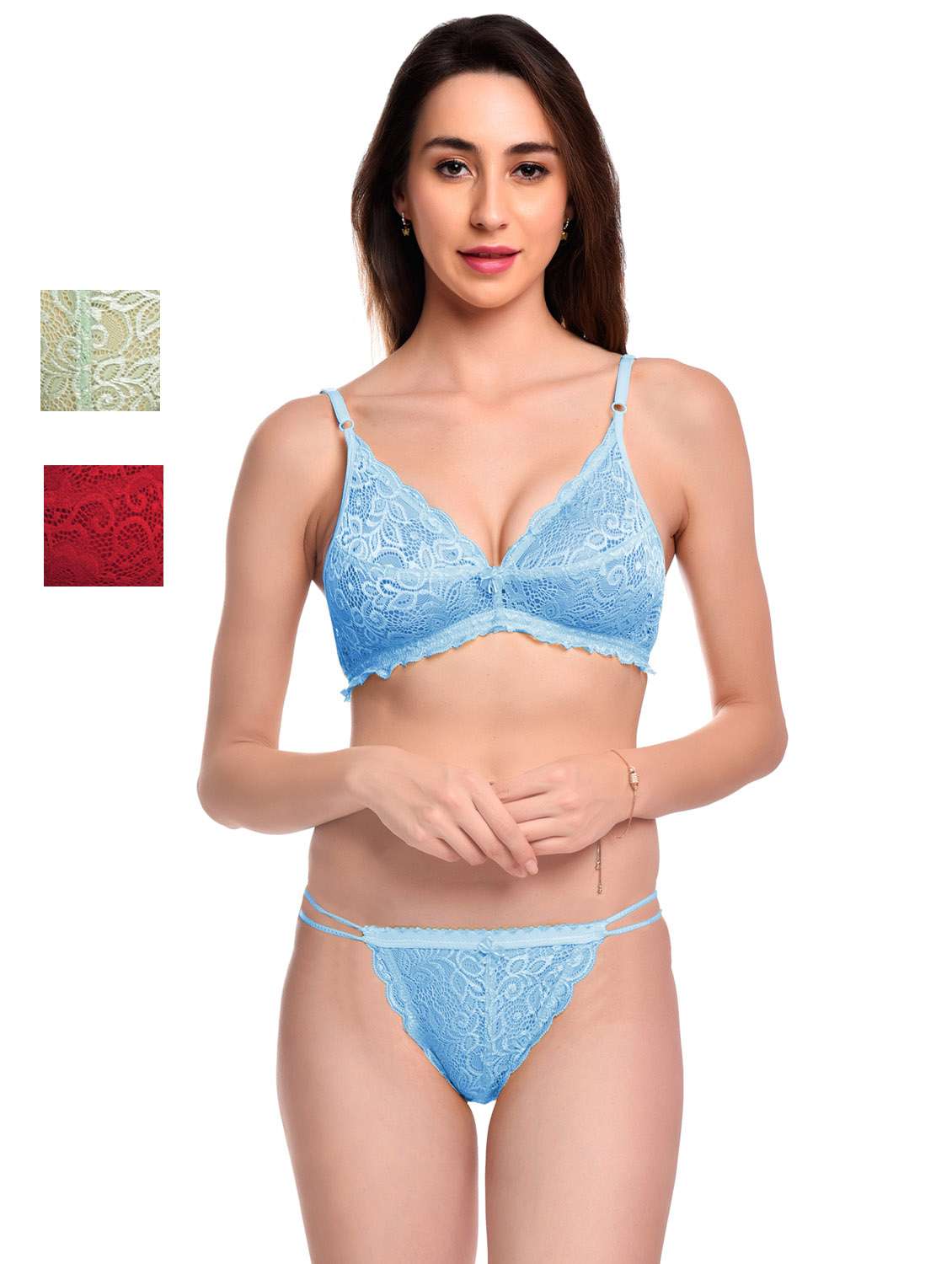 pack of 3 net bra and panty set