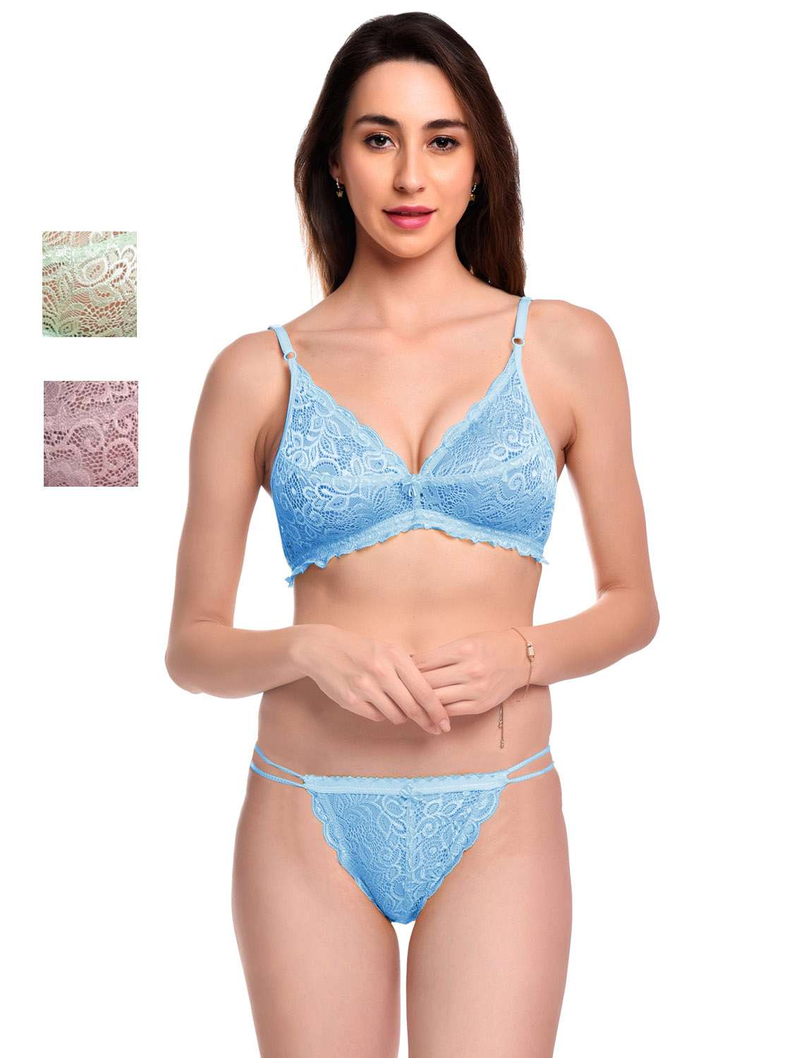 pack of 3 net bra and panty set - 20612017 -  Zoom Image - 0