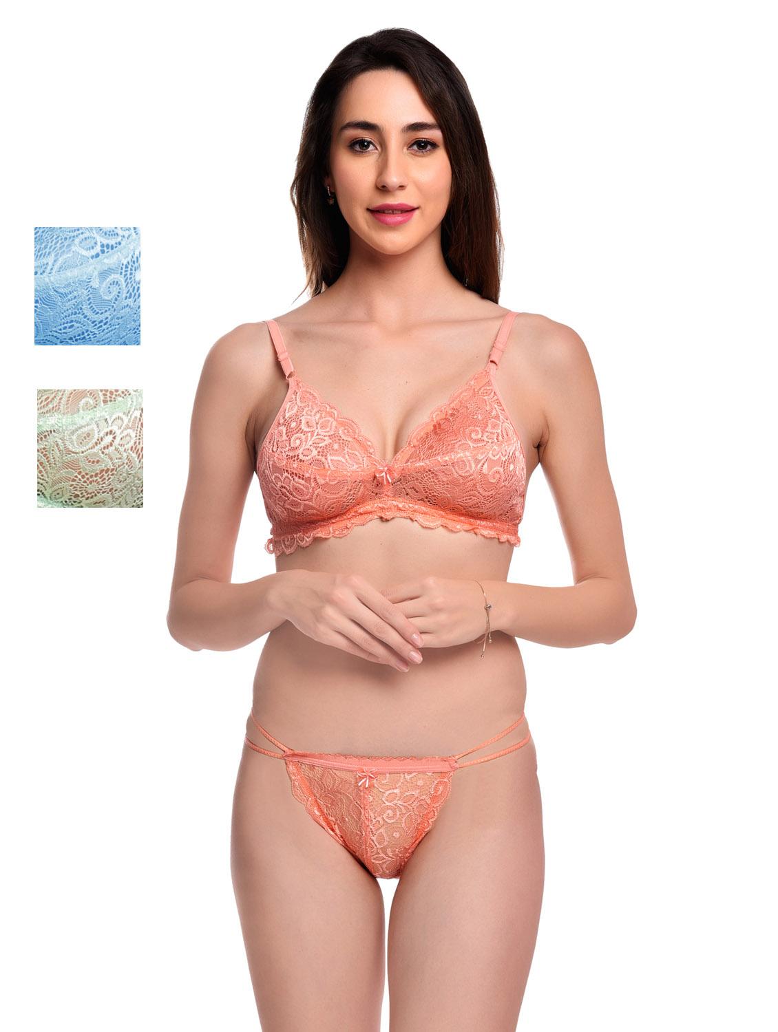 pack of 3 net bra and panty set - 20612022 -  Zoom Image - 0
