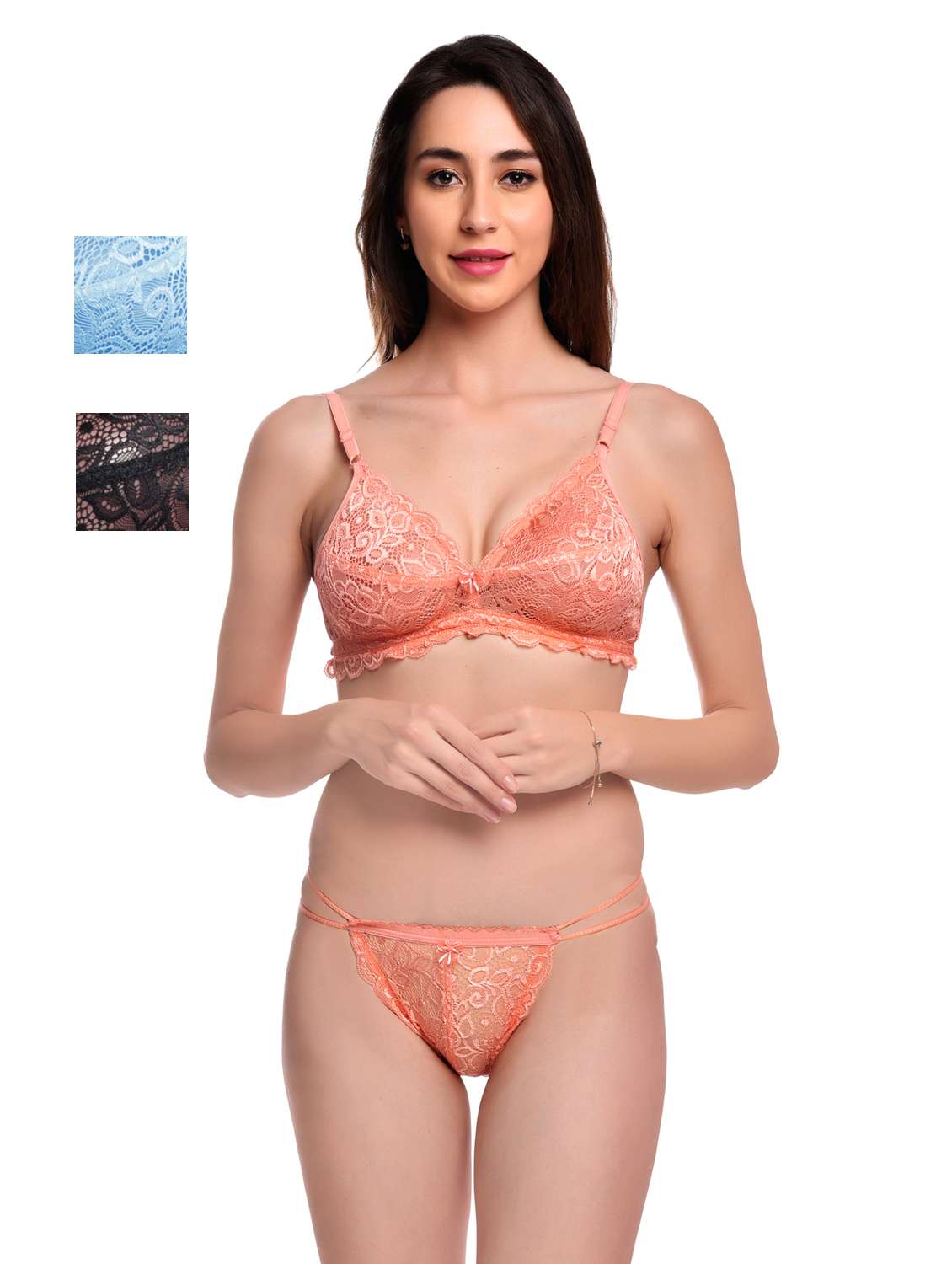 pack of 3 net bra and panty set - 20612023 -  Zoom Image - 0