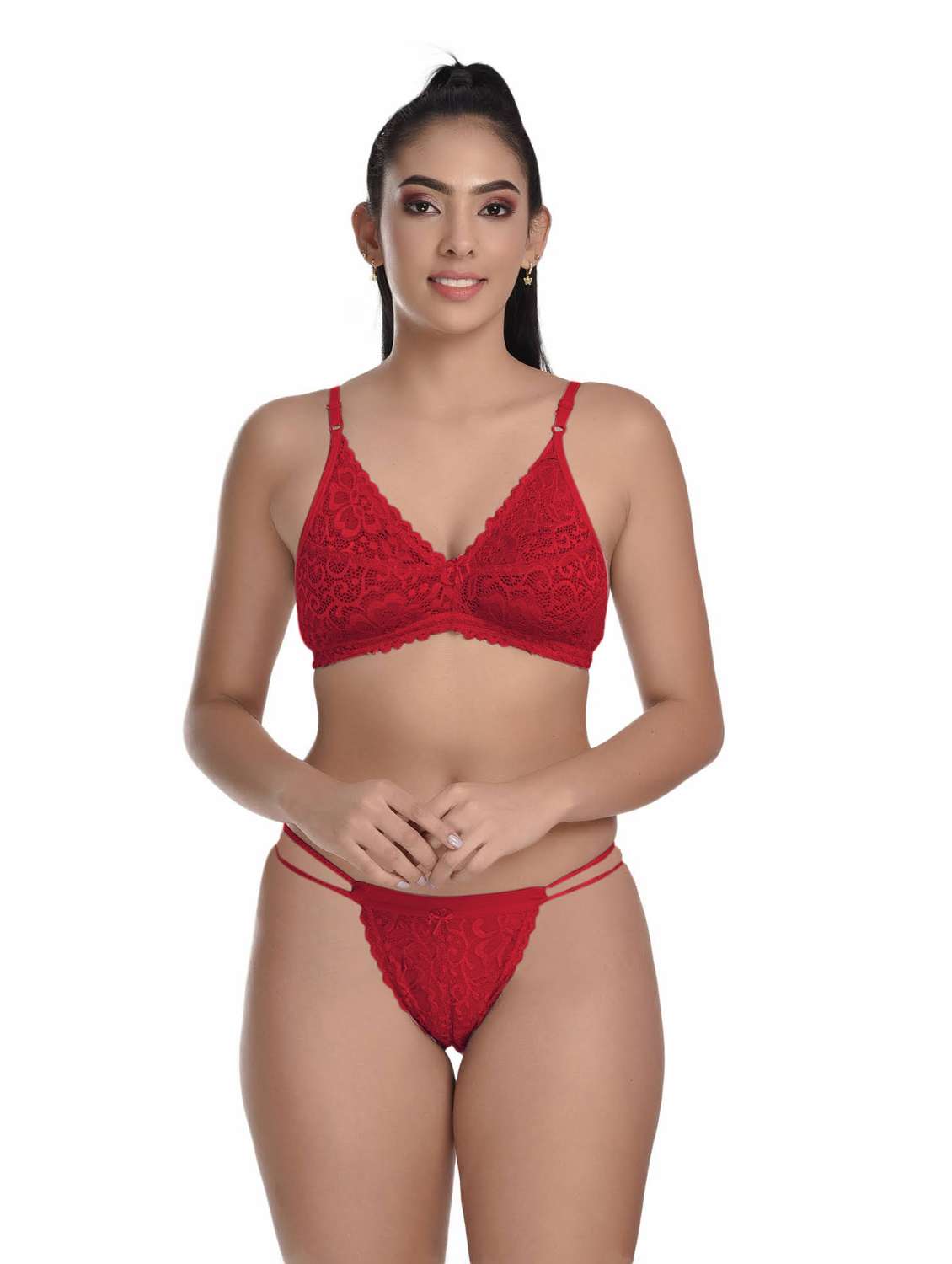 pack of 3 net bra and panty set - 20612026 -  Standard Image - 3