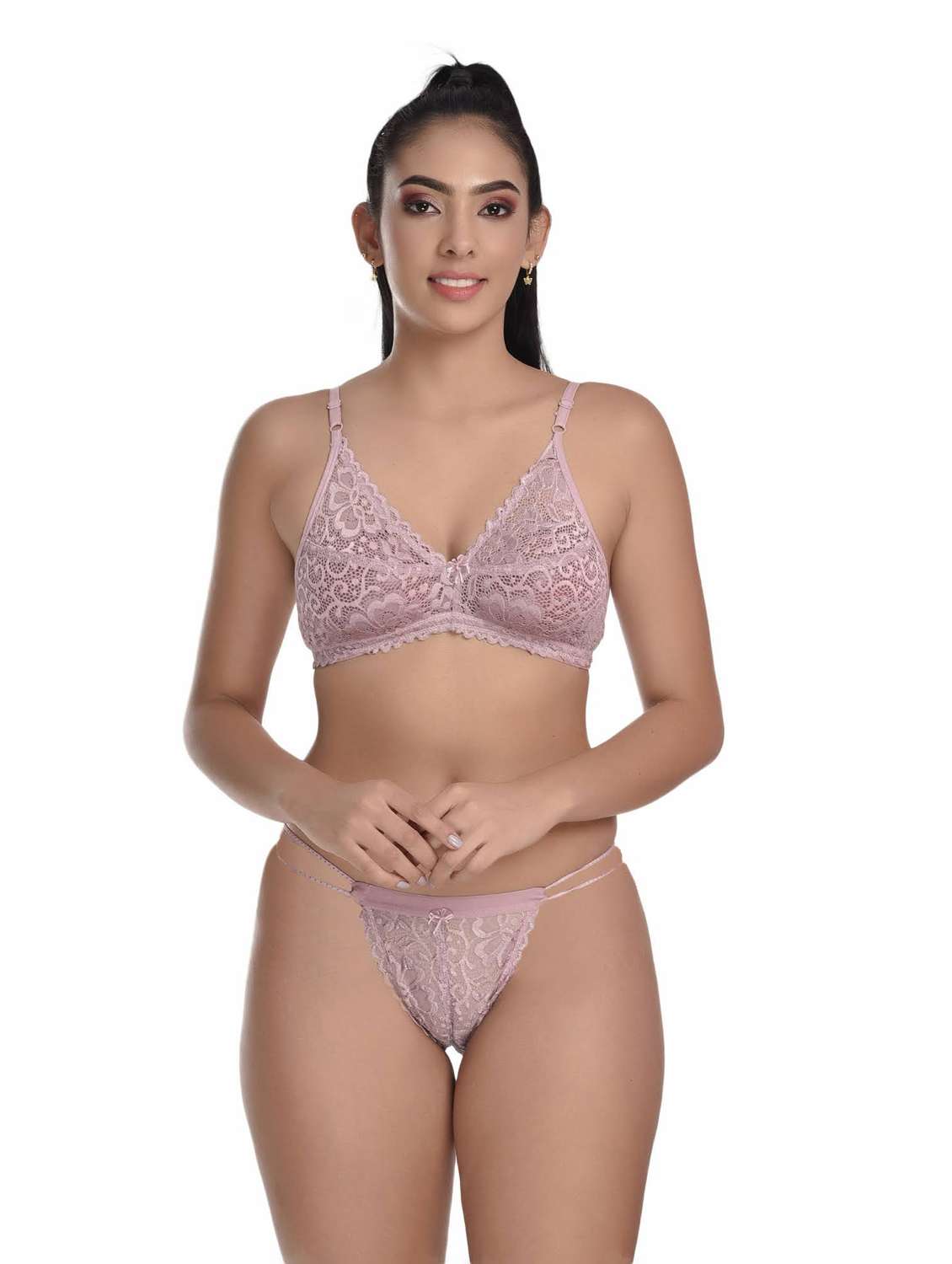 pack of 3 net bra and panty set - 20612037 -  Standard Image - 3