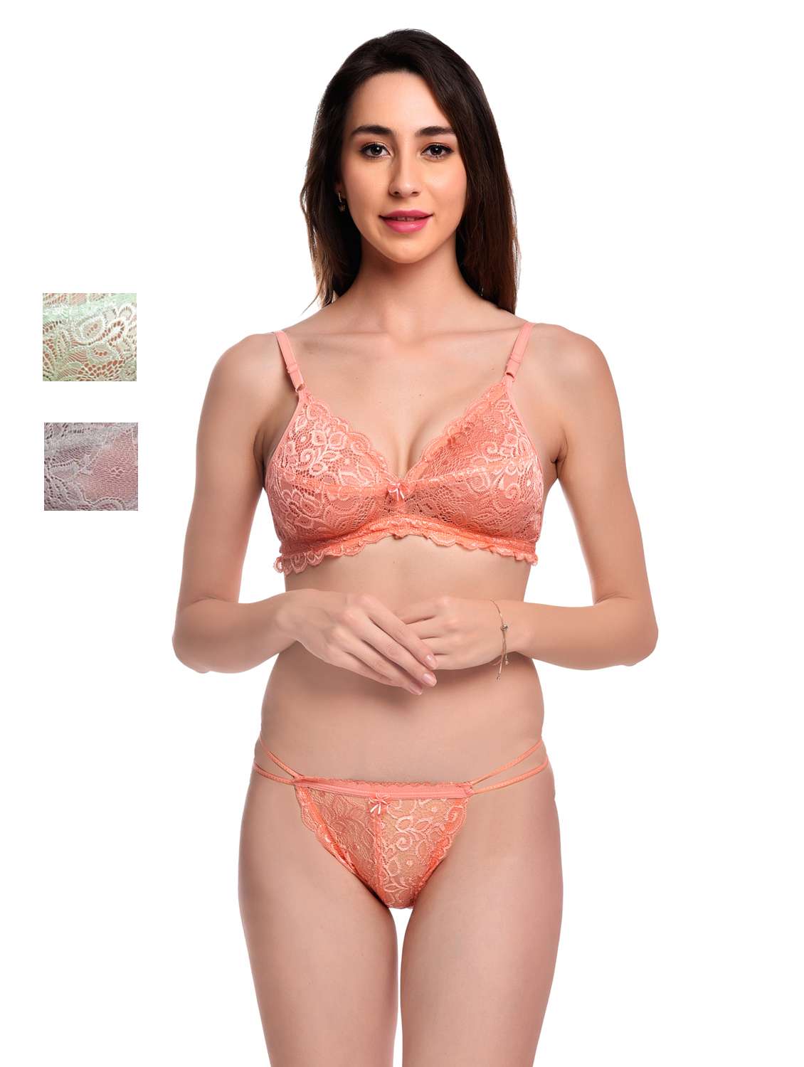 pack of 3 net bra and panty set - 20612038 -  Zoom Image - 0