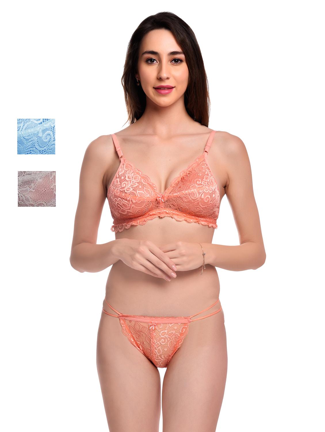 pack of 3 net bra and panty set - 20612043 -  Zoom Image - 0