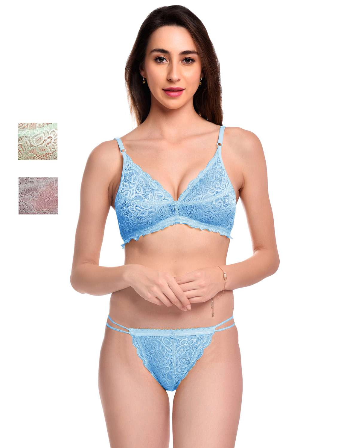 pack of 3 net bra and panty set - 20612044 -  Zoom Image - 0